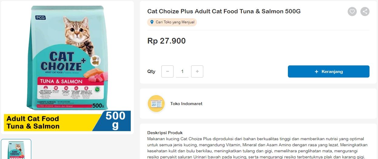 Cat Choize Plus Adult Cat Food Tuna Salmon 500G -