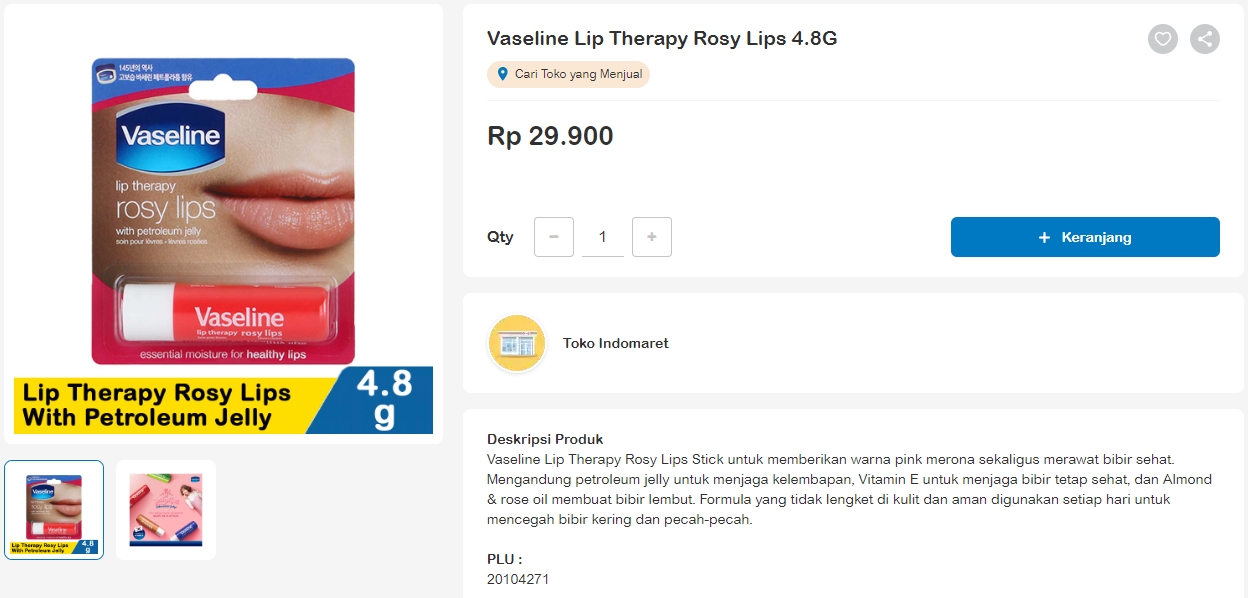 Vaseline Lip Therapy Rosy Lips 4.8G -