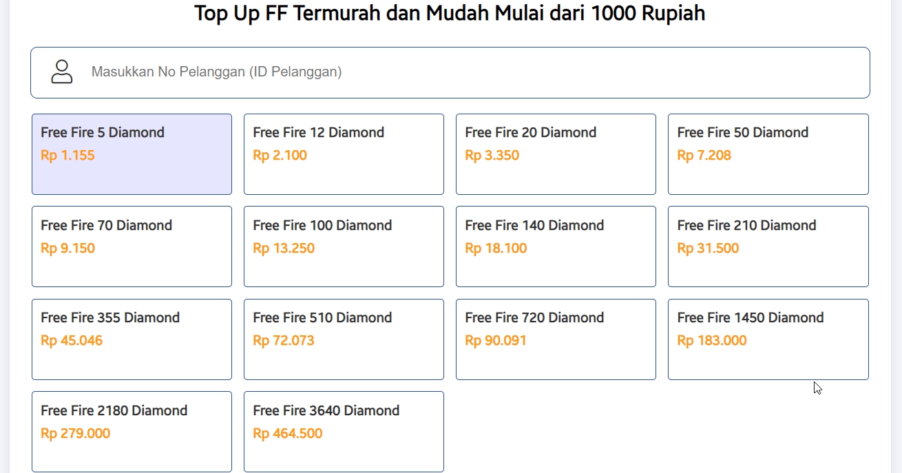 Hotel Dot Com Top Up FF